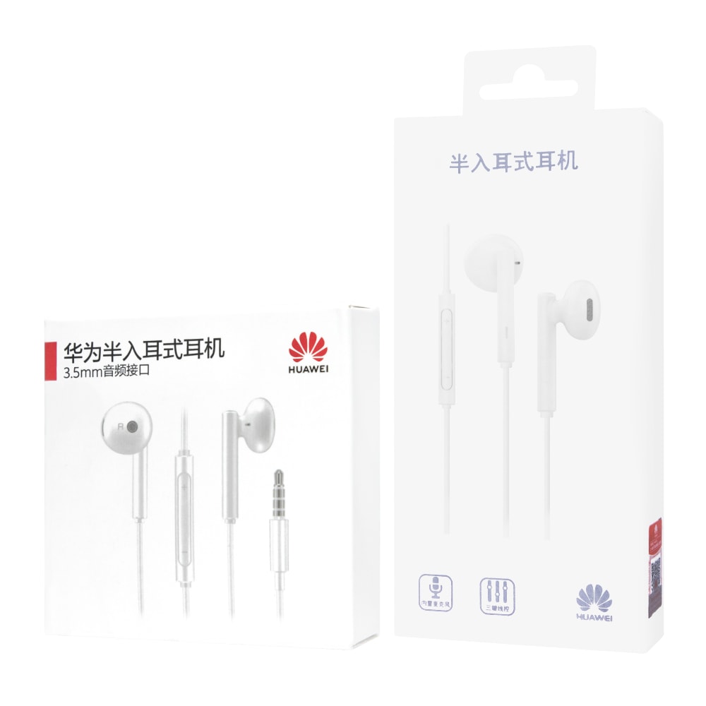 【HUAWEI 華為】原廠AM115 半入耳式耳機 3.5mm - 白 (盒裝)