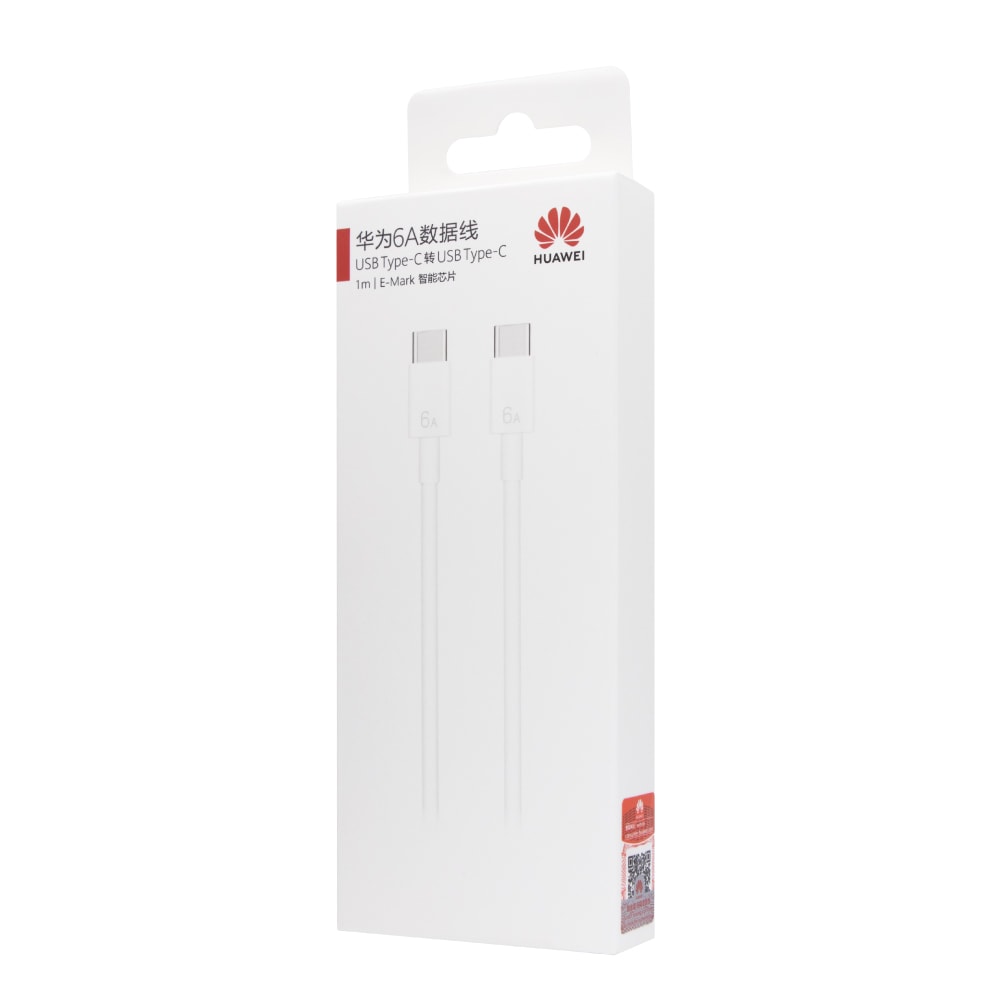 【HUAWEI 華為】原廠CC801 6A Type-C to Type-C 超級快充充電線 1M - 白 (盒裝)