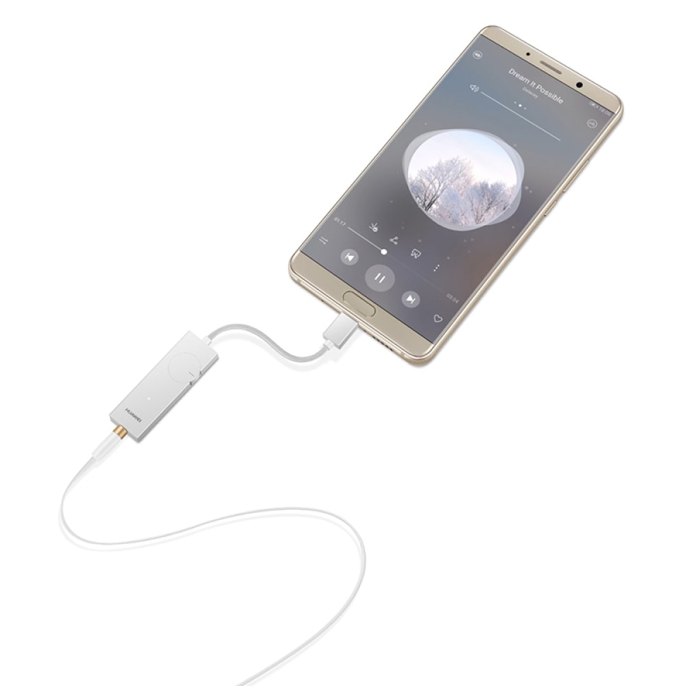 【HUAWEI 華為】原廠CM21 Type-C to 3.5mm 數字耳放 耳機音源轉接器 - 白 (盒裝)