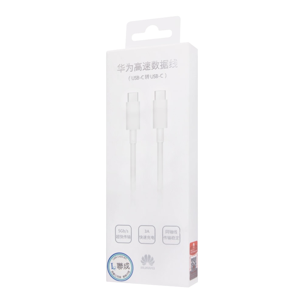 【HUAWEI 華為】原廠CP74 3A Type-C to Type-C 快充充電線 1M - 白 (盒裝)