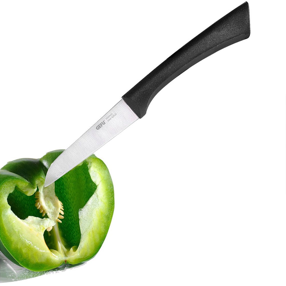 【GEFU】德國廚房不鏽鋼主廚刀21cm/蔬果刀8.5cm(贈雙面砧板)3入組