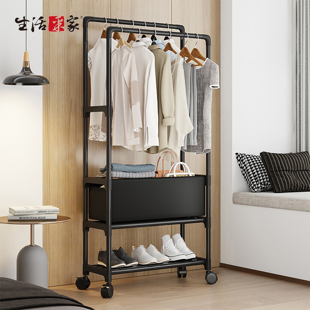 【生活采家】落地型雙排組合衣帽鞋架_60三層 (二色可選)