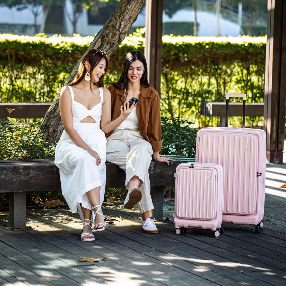 【Acer Fashion】二件組 巴塞隆納前開式行李箱20吋+28吋 夢幻粉-贈好禮