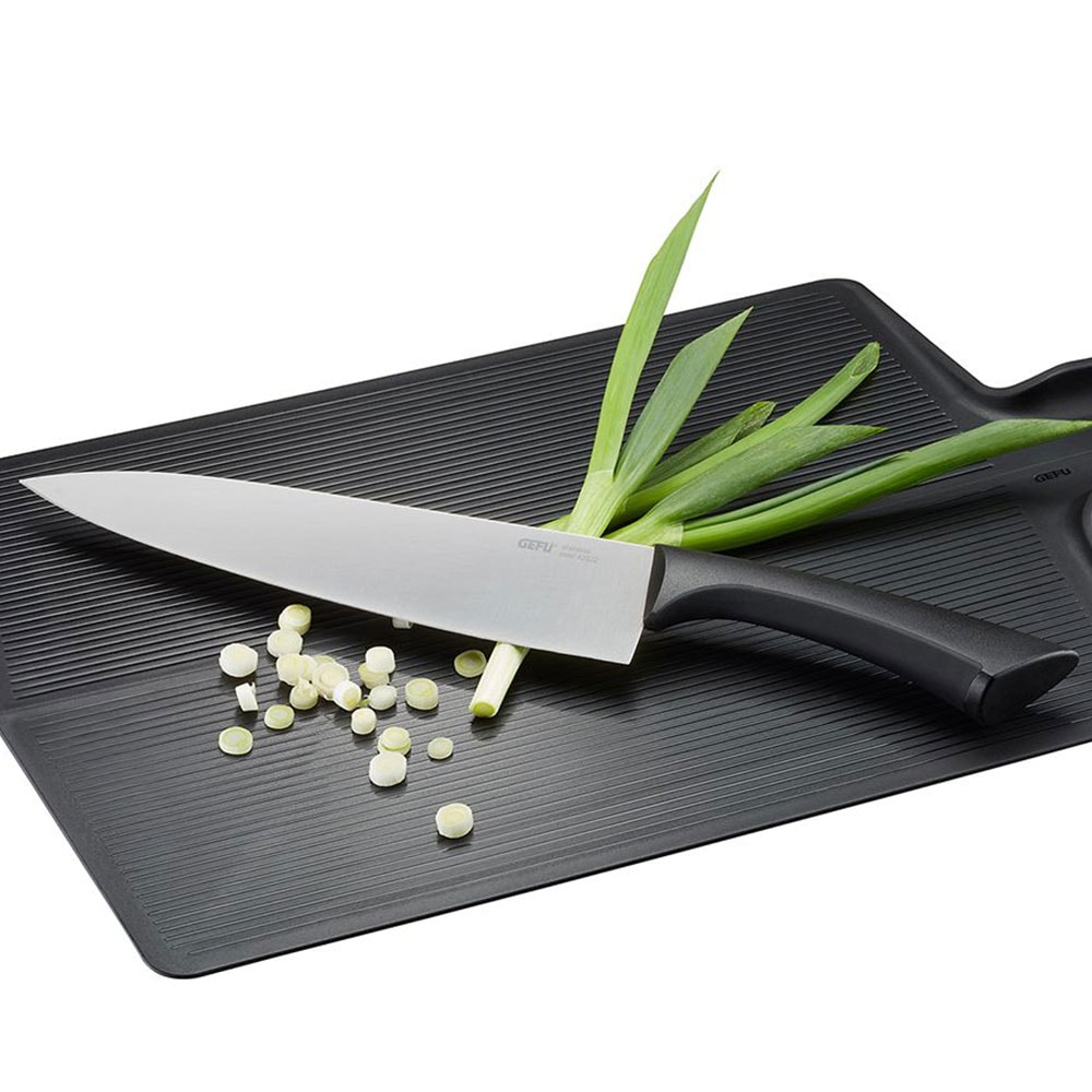 【GEFU】德國廚房不鏽鋼主廚刀21cm/蔬果刀8.5cm(贈雙面砧板)3入組