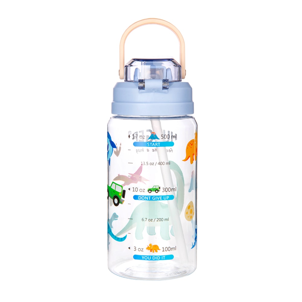 【HUGGER】彈蓋吸管水壺 550ml 快樂恐龍