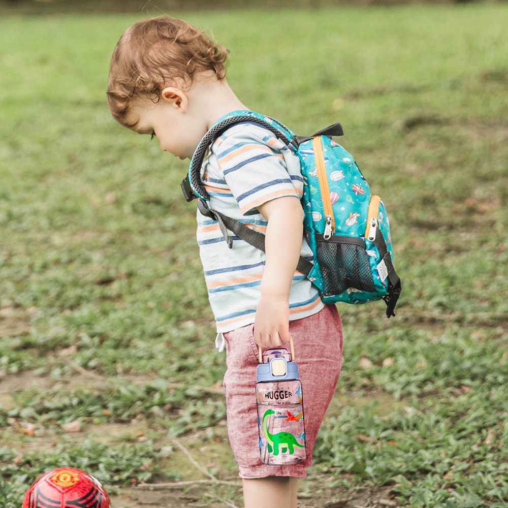 【HUGGER】彈蓋吸管水壺 550ml 快樂恐龍