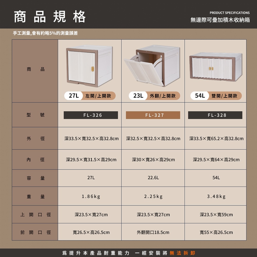 【FL生活+】無邊際可疊加積木收納箱-左開/上開款 (可左右移動 收納櫃 方塊收納箱 3種開門方式 耐重50公斤)