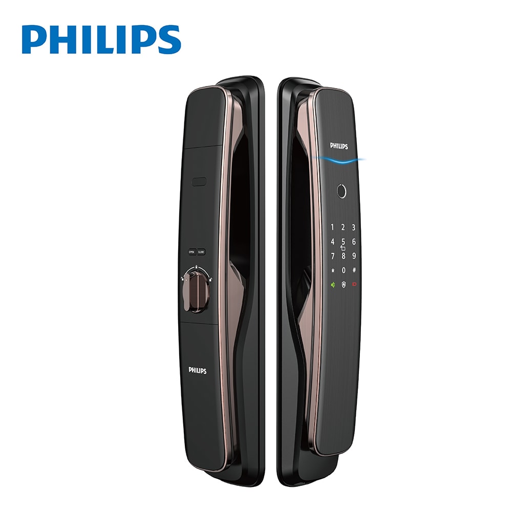 【Philips 飛利浦】EasyKey702E推拉式智能門鎖(電子鎖)-紅古銅 DDL-702E(含基本安裝)