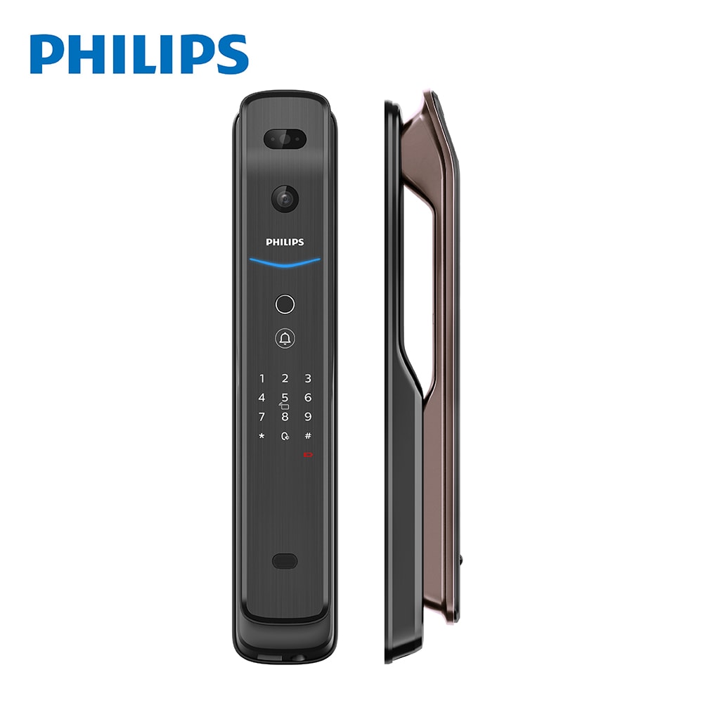 【Philips 飛利浦】EasyKey709-FVP人臉推拉式智能門鎖(電子鎖)-紅古銅 DDL-709-FVP(含基本安裝)