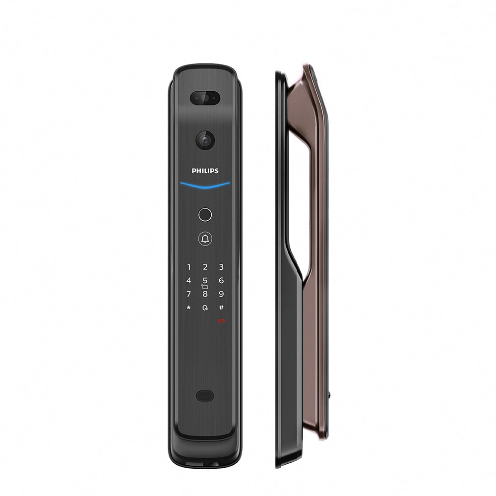 【Philips 飛利浦】EasyKey709-FVP人臉推拉式智能門鎖(電子鎖)-紅古銅 DDL-709-FVP(含基本安裝)
