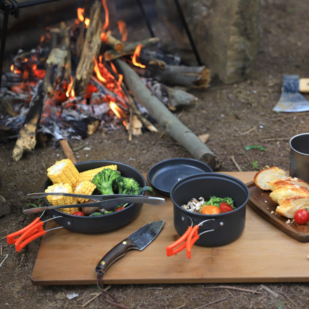 【FUJI-GRACE 日本富士雅麗】野炊戶外便攜碳鋼鍋具五件組 露營器具