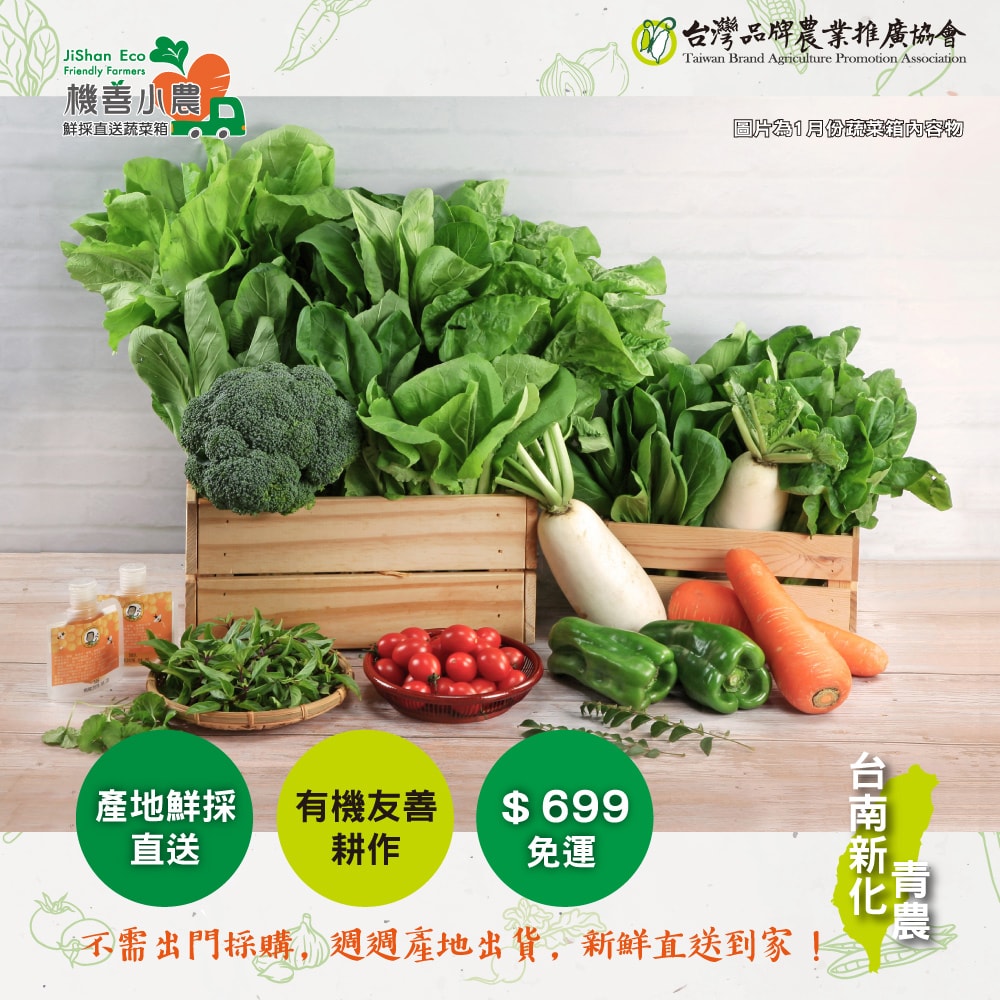 【機善小農】台南市新化青農_經濟箱 9 件(每週出箱)(有機友善/產地鮮採直送/支持家鄉好農產)