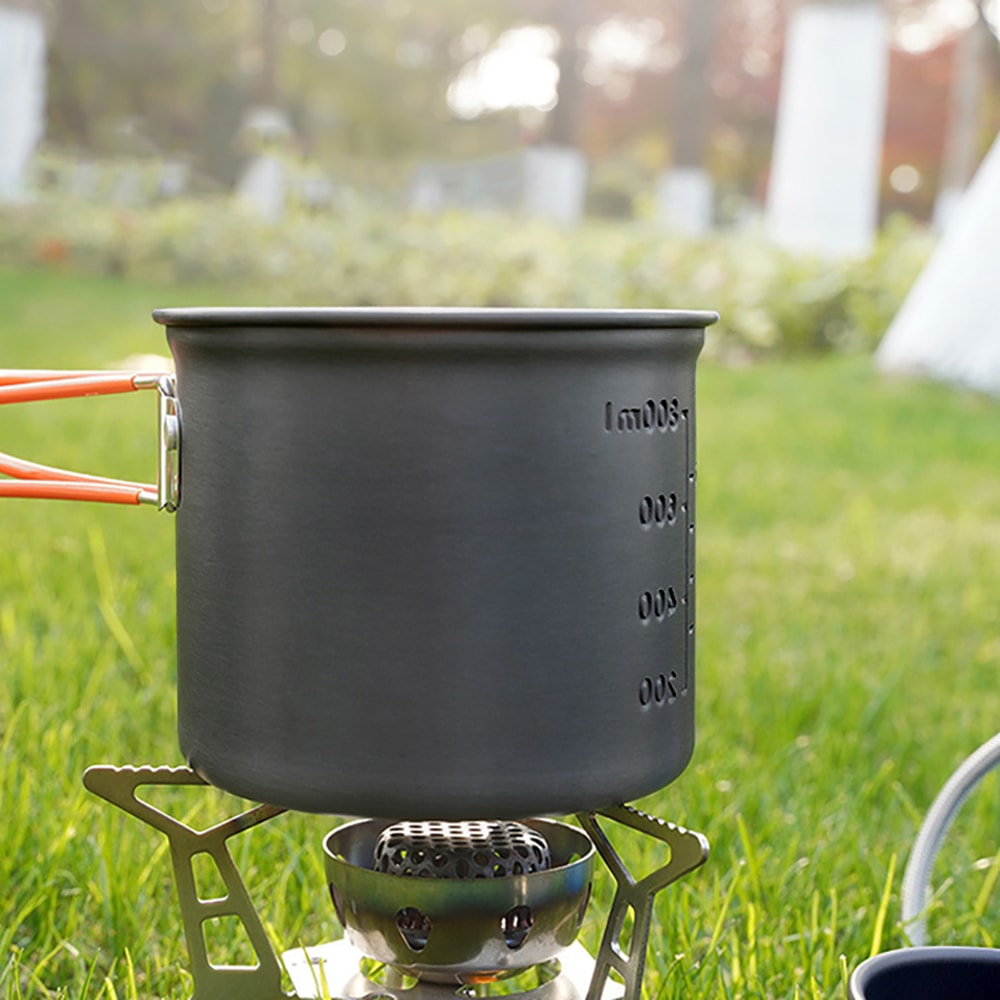 【FUJI-GRACE 日本富士雅麗】便攜野炊戶外露營鍋具組 雙鍋 (附收納袋、摺疊餐具-湯匙、叉子、餐刀)