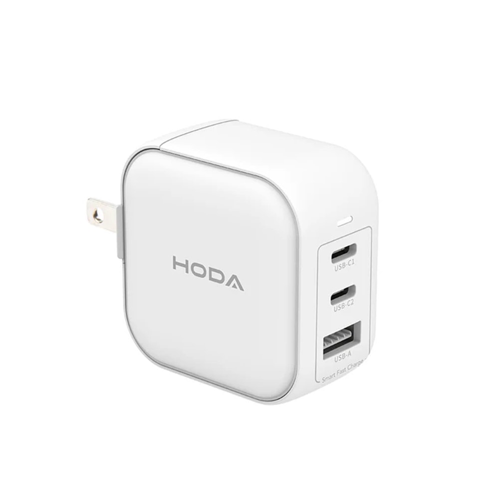 【Hoda】65W GaN氮化鎵智慧方型三孔電源供應器 極速智能充電器