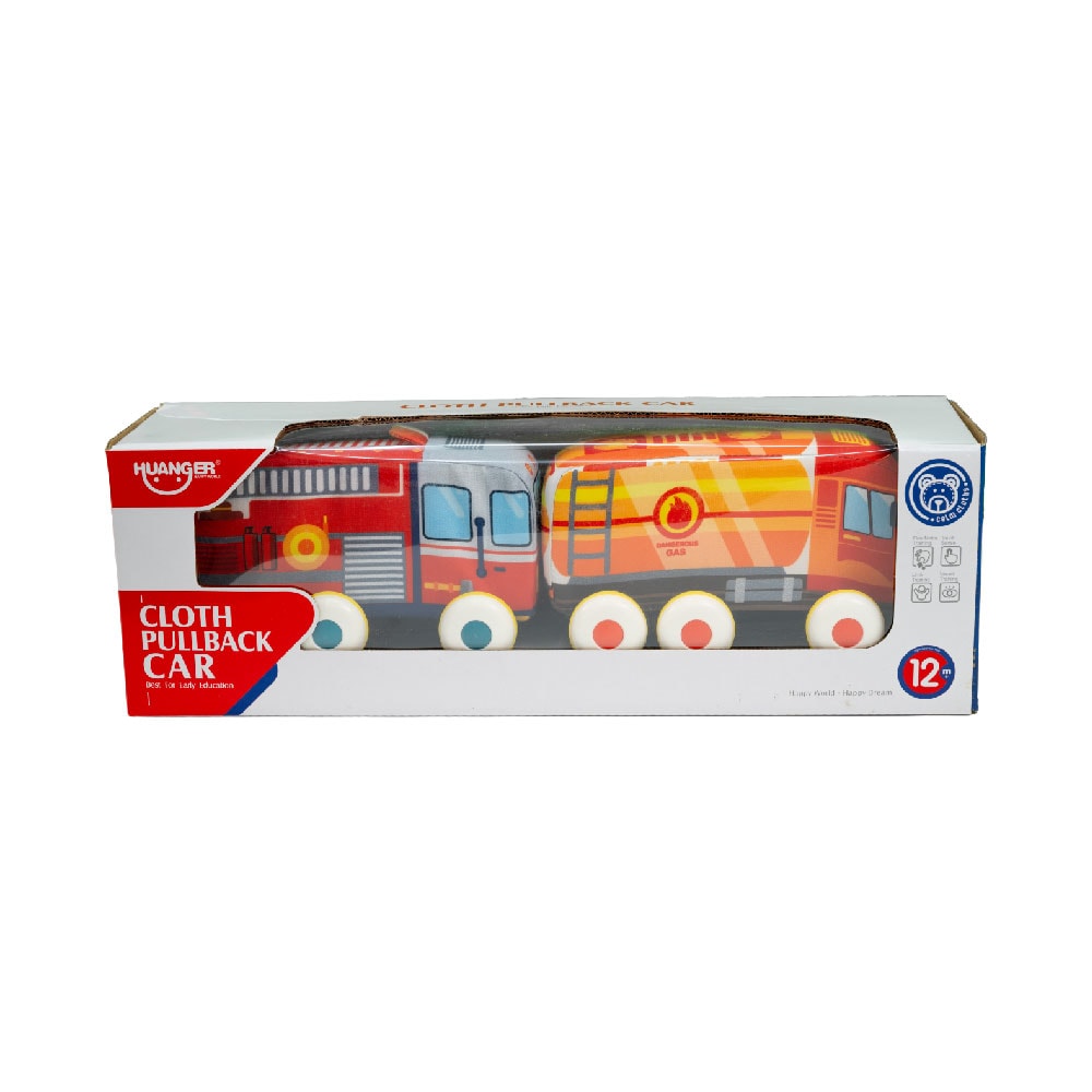 【Ocean Baby】布製玩具車套組-消防車+油罐車組/遊戲車/玩具布車/迴力車/嬰幼兒玩具車/布製可水洗/小車車/玩具車/布製車