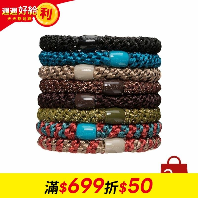 【L. ERICKSON】(買一送一)粗版彈力髮圈(大地色系)8入組(共16條)