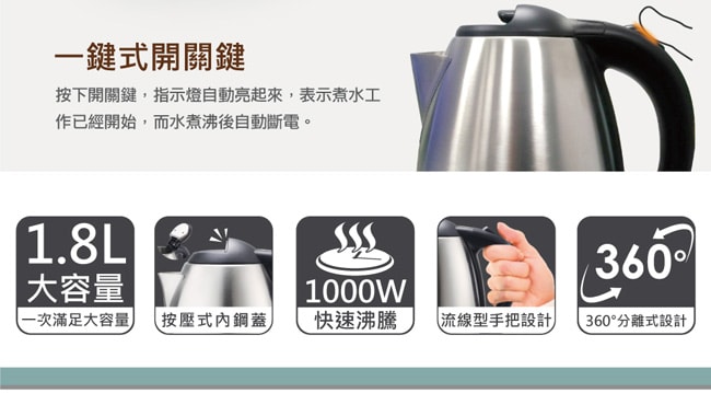 【HERAN 禾聯】1.8L快煮壺 (HEK-18L1)