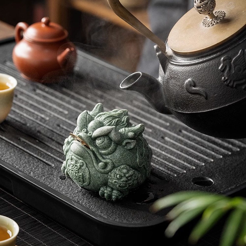 【CY 呈云】【麟鳳呈祥】開運招財金蟾蜍擺飾 青砂石通寶金蟾(贈咬金幣一枚)