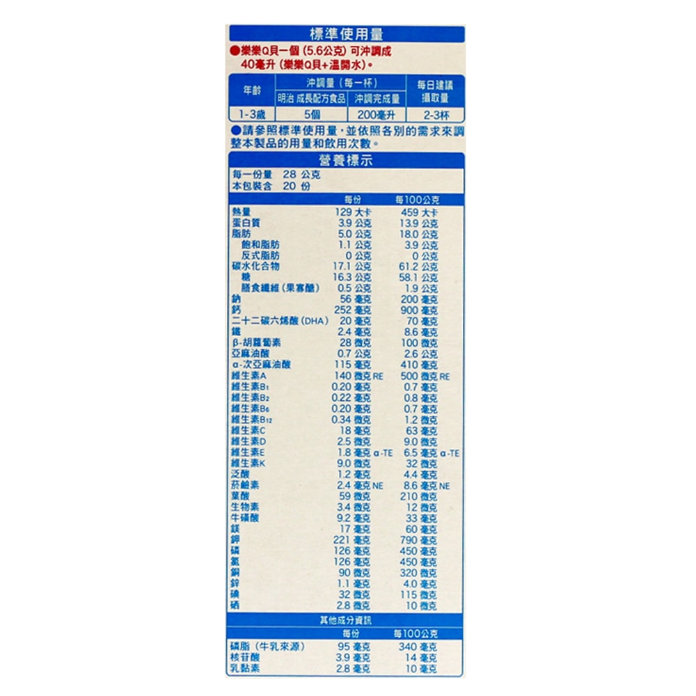 【Meiji 明治】(明治)成長配方食品樂樂Q貝1~3歲560公克x1盒