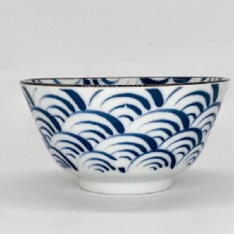 【波佐見燒】日本 西海陶器 有古窯 手繪 粗繩紋型 海波紋 飯碗 茶碗 碗 日本碗 日本餐具