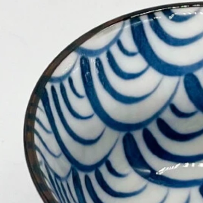 【波佐見燒】日本 西海陶器 有古窯 手繪 粗繩紋型 海波紋 飯碗 茶碗 碗 日本碗 日本餐具