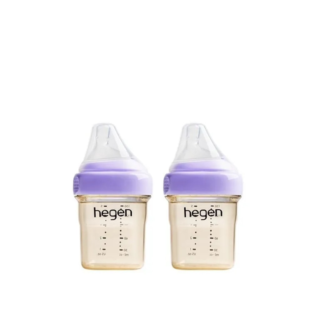 【hegen】金色奇蹟PPSU多功能方圓型寬口奶瓶 150ml 雙瓶組 (沁藍/嫣粉/漾紫)