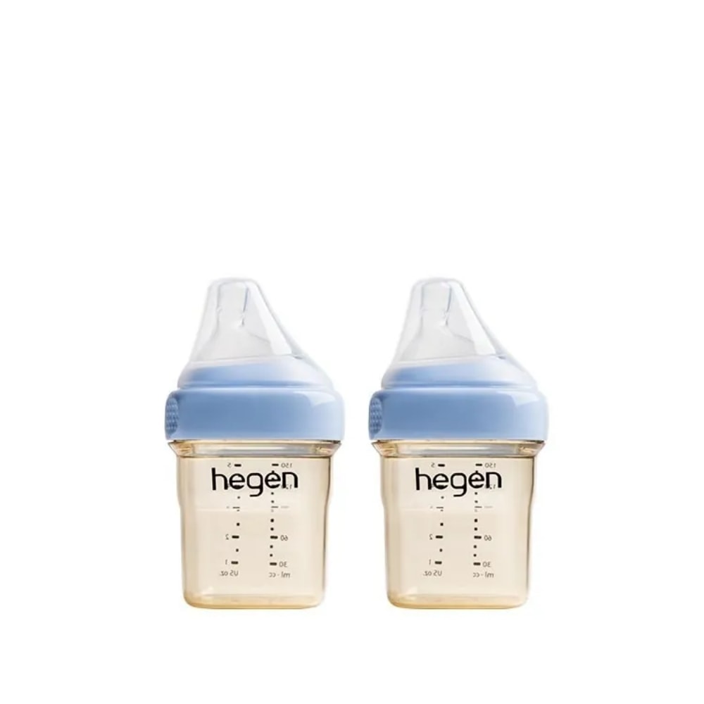 【hegen】金色奇蹟PPSU多功能方圓型寬口奶瓶 150ml 雙瓶組 (沁藍/嫣粉/漾紫)