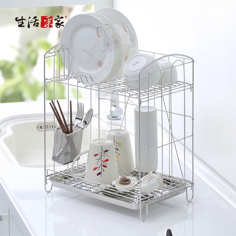 【生活采家】台灣製SUS304組合式雙層碗盤瀝水架