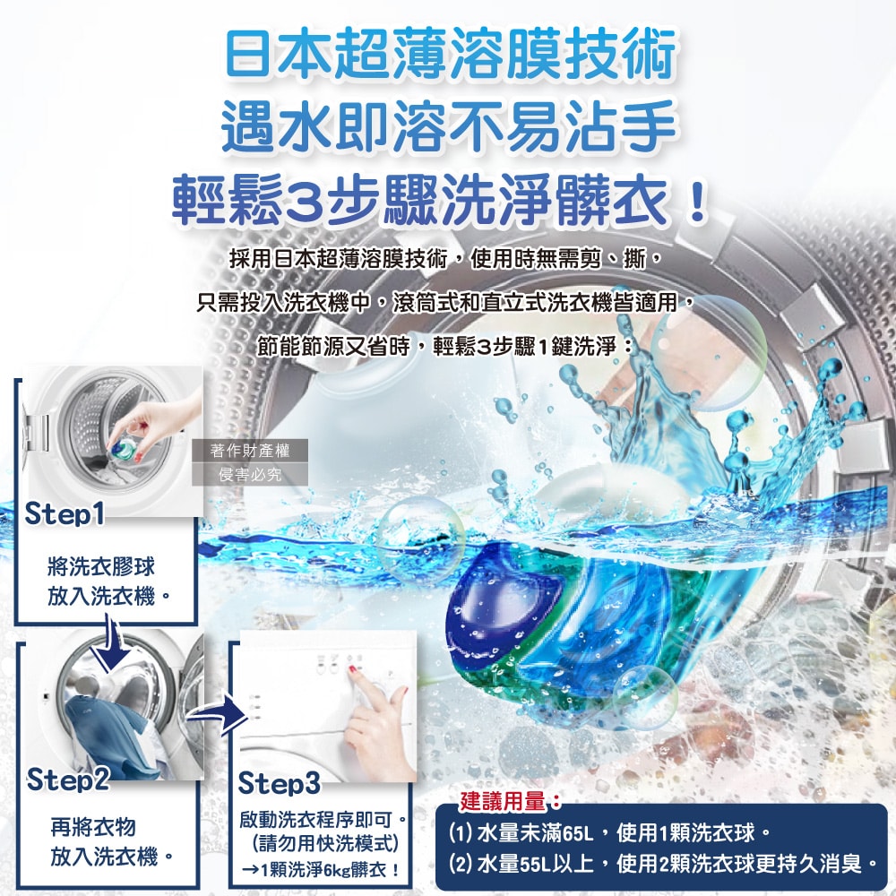 【P&G Ariel】PRO級酵素強洗淨力去污消臭洗衣凝膠球90顆/袋-清新淨白(藍)(家庭號補充包,去黃亮白洗衣球,筒槽防霉洗衣膠囊,全洗衣機型適用)