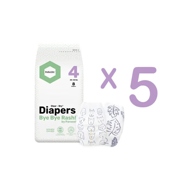 【Parasol】Clear + Dry™ 新科技水凝尿布-工藝升級版輕巧包(5入組)-( 1號/NB、2號/S、 3號/M、4號/L、5號/XL)