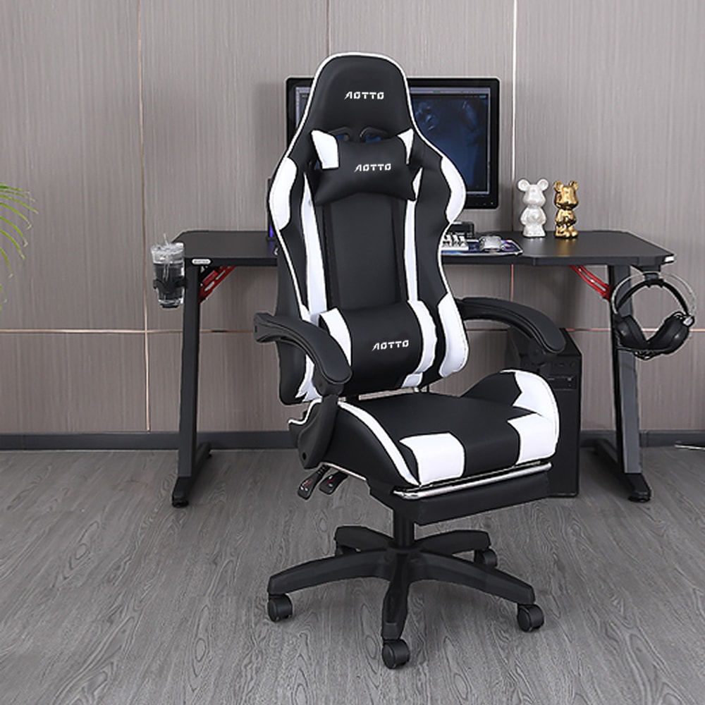 【AOTTO】自由調節升降可後躺擱腳電競椅 (電競椅 沙發椅 電腦椅 辦公椅 工作椅)