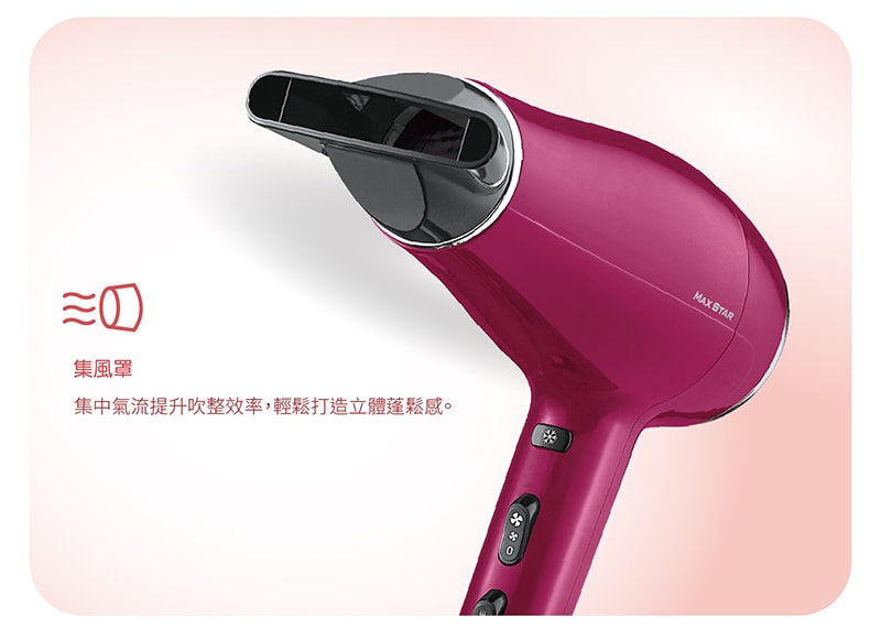 【太星電工】MAX STAR 負離子沙龍吹風機1400W(莓果紅) HNB1400