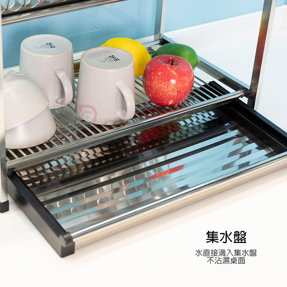【德昌】不鏽鋼豪華厚實兩層碗盤瀝水架(碗架/盤架/筷子架/刀架/桌上型/置物架/收納架)