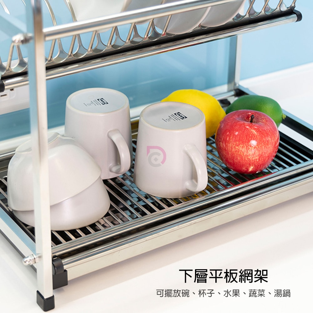 【德昌】不鏽鋼豪華厚實兩層碗盤瀝水架(碗架/盤架/筷子架/刀架/桌上型/置物架/收納架)