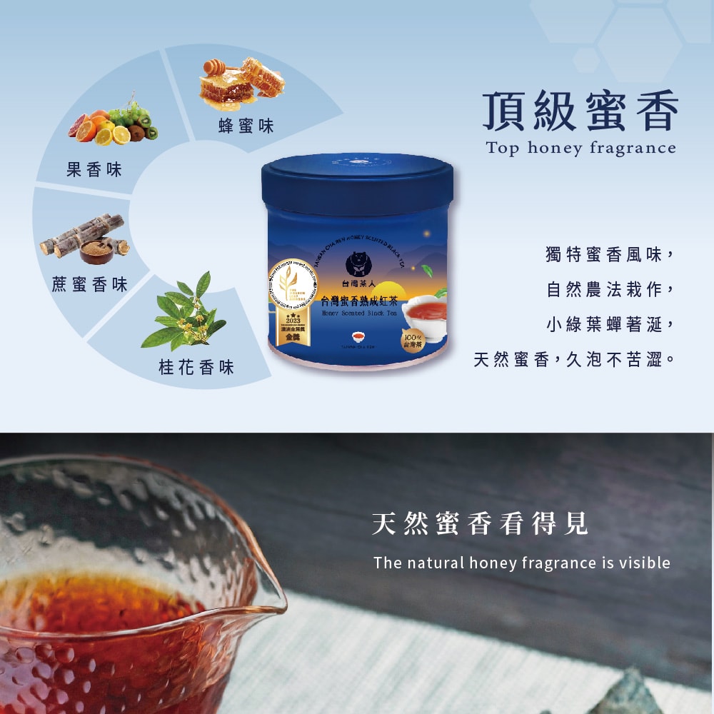 【台灣茶人】金葉金獎100%台灣茶系列-台灣蜜香熟成紅茶(50g/罐)
