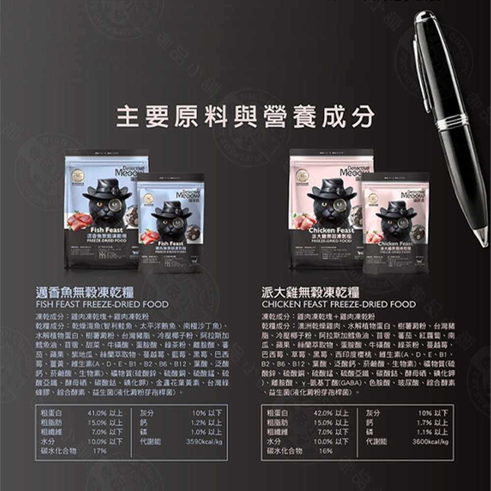 【喵探長】喵探長 派大雞/邁香魚 無穀凍乾全齡貓糧 1.5kg 小顆粒 優質肉源 高蛋白 無穀低敏 全貓適用 台灣製造