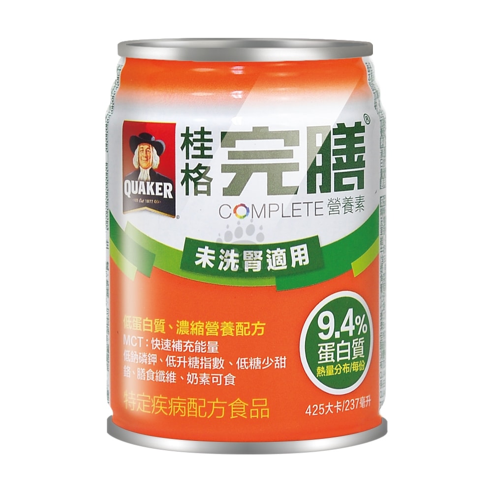 【QUAKER 桂格】完膳營養素低蛋白配方 未洗腎適用 237mlx24瓶/1箱+贈2瓶