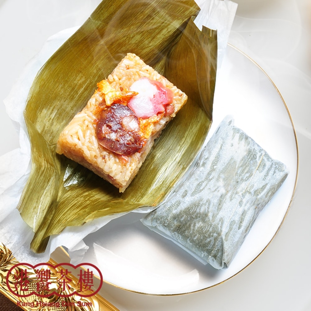 【港饗茶樓】粽情粽意禮盒組(港式荷葉粽1盒+紙包腊味飯1盒)