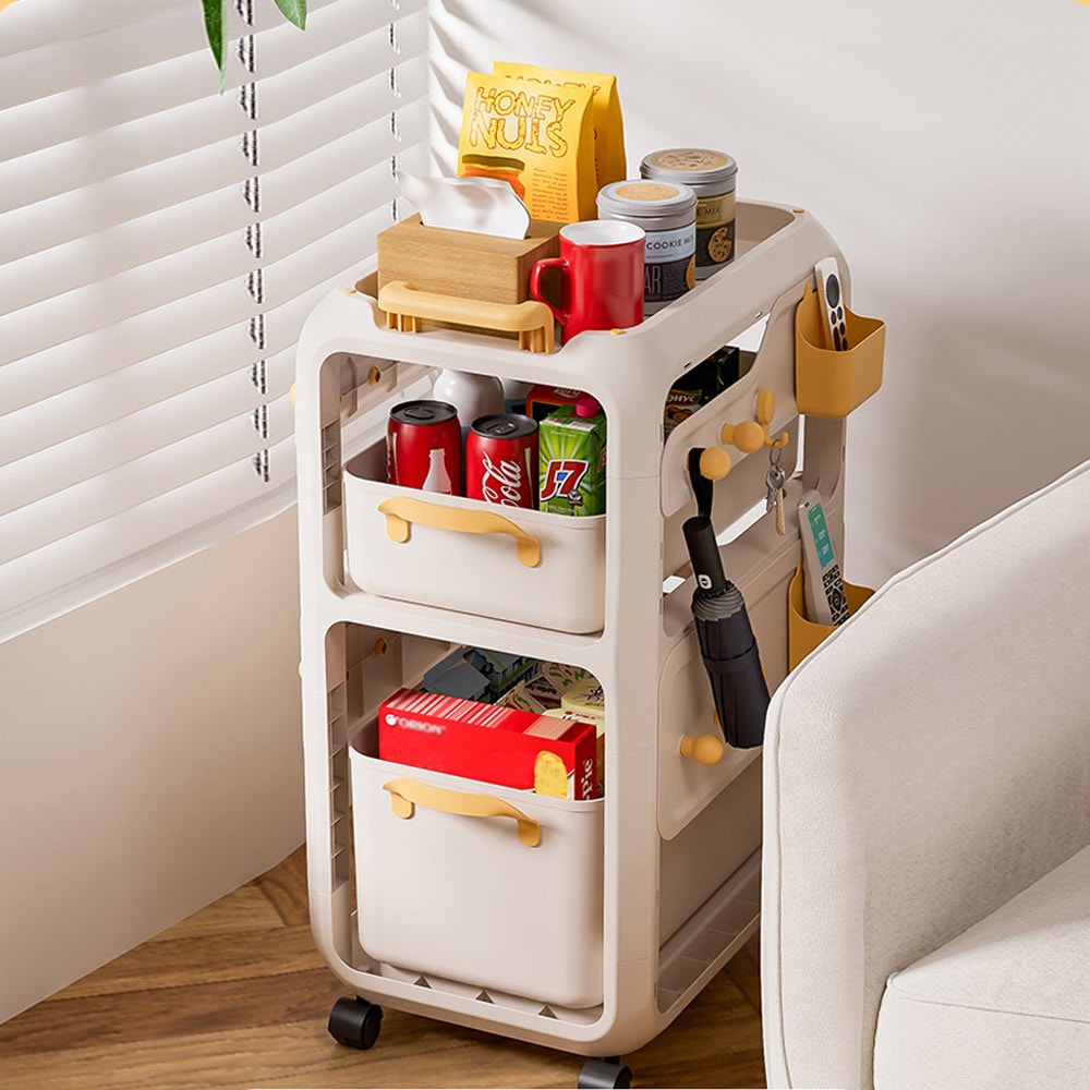 【AOTTO】多功能抽屜式三層收納置物推車(推車 收納架 層架)