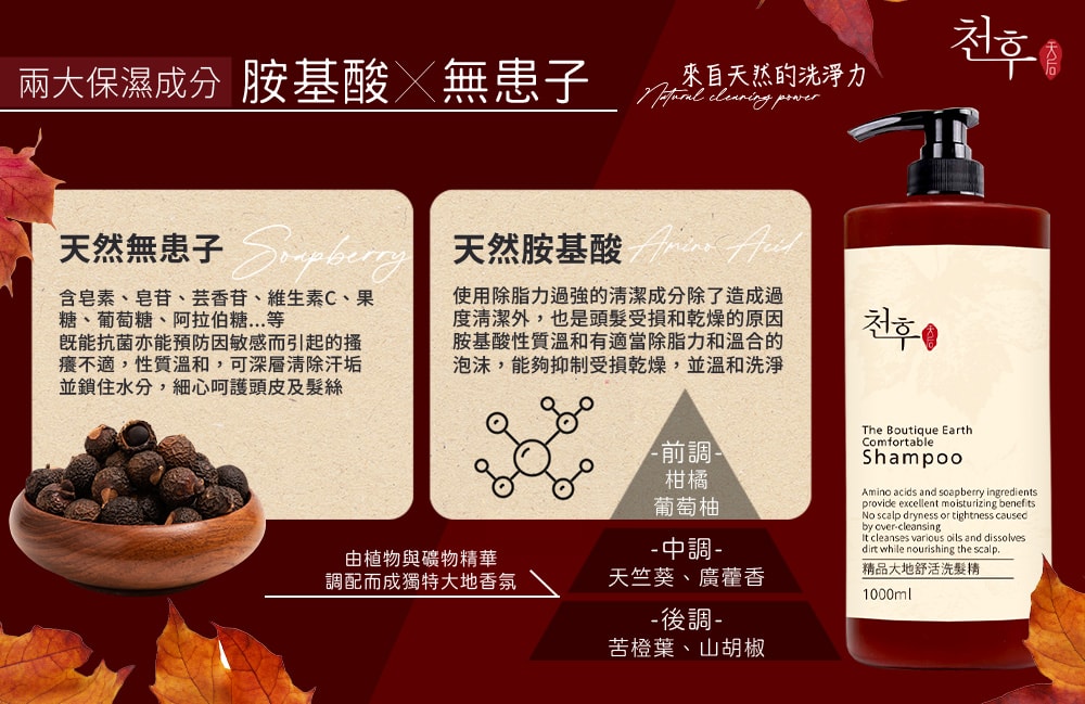 【天后】精品大地舒活洗髮精1000ml-3瓶入