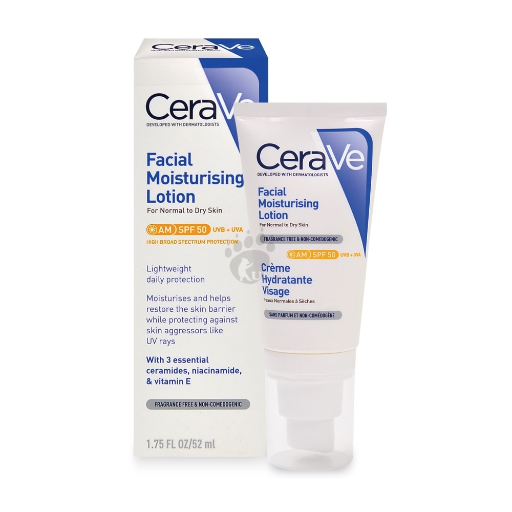 【CeraVe 適樂膚】全效清爽修護防曬乳 SPF50 52ml/2瓶