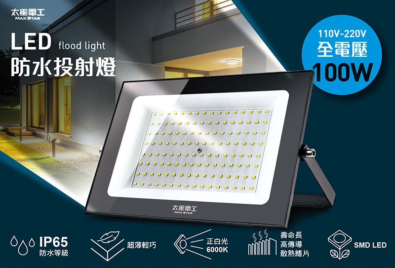 【太星電工】100WLED防水投射燈/全電壓 WDA30100