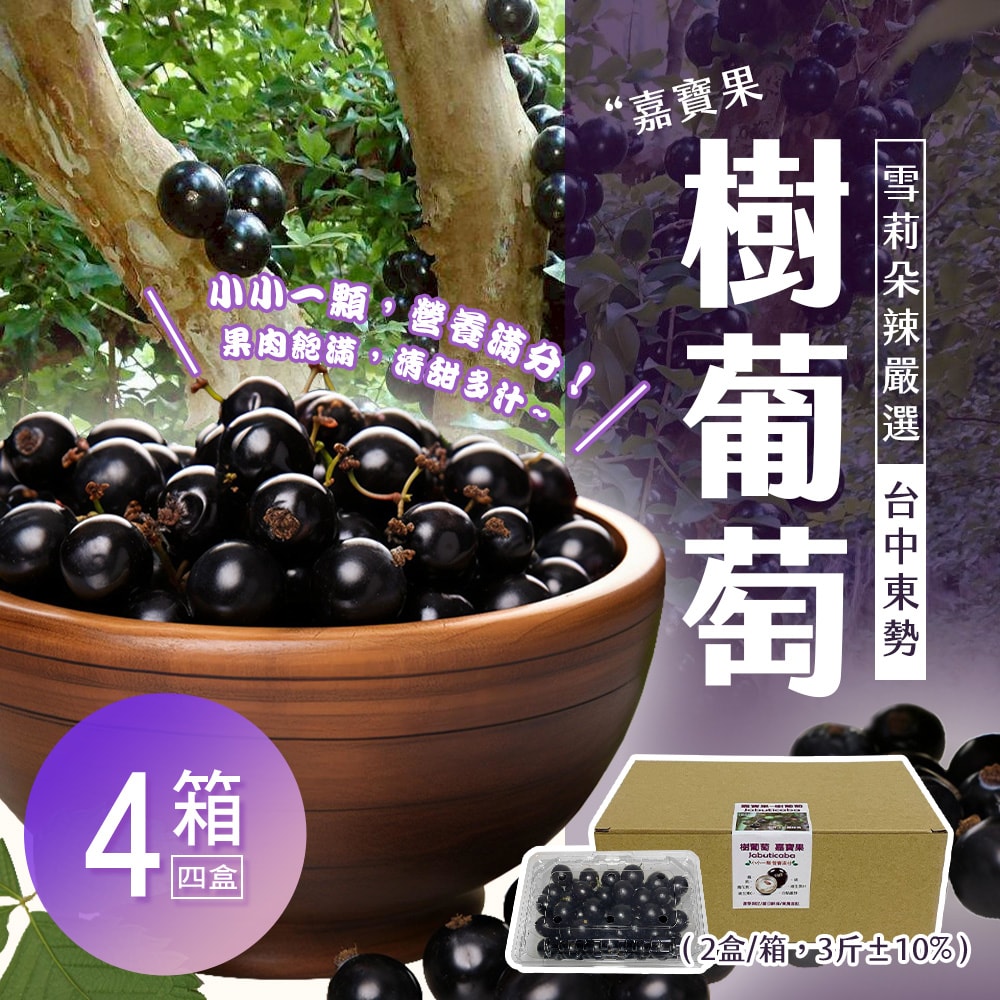 【雪莉朵辣嚴選】台中東勢樹葡萄3斤±10% x4箱 七個工作天內安排出貨