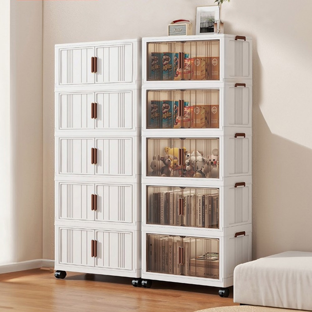 【AOTTO】50面寬雙開門磁吸五層折疊收納櫃