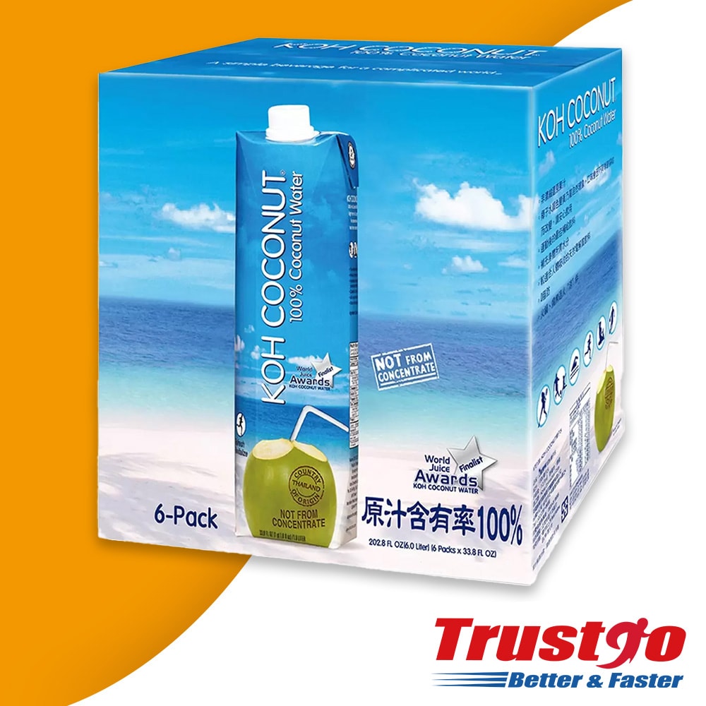 【KOH COCONUT 酷椰嶼】100%純椰子水2箱組-1000ml (6罐/箱)