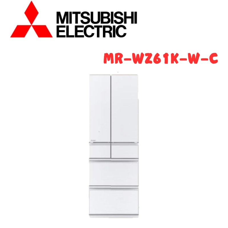 【MITSUBISH三菱電機】MR-WZ61K-W-C 607L 日製六門玻璃鏡面旗艦款冰箱-星光白 (含基本安裝)