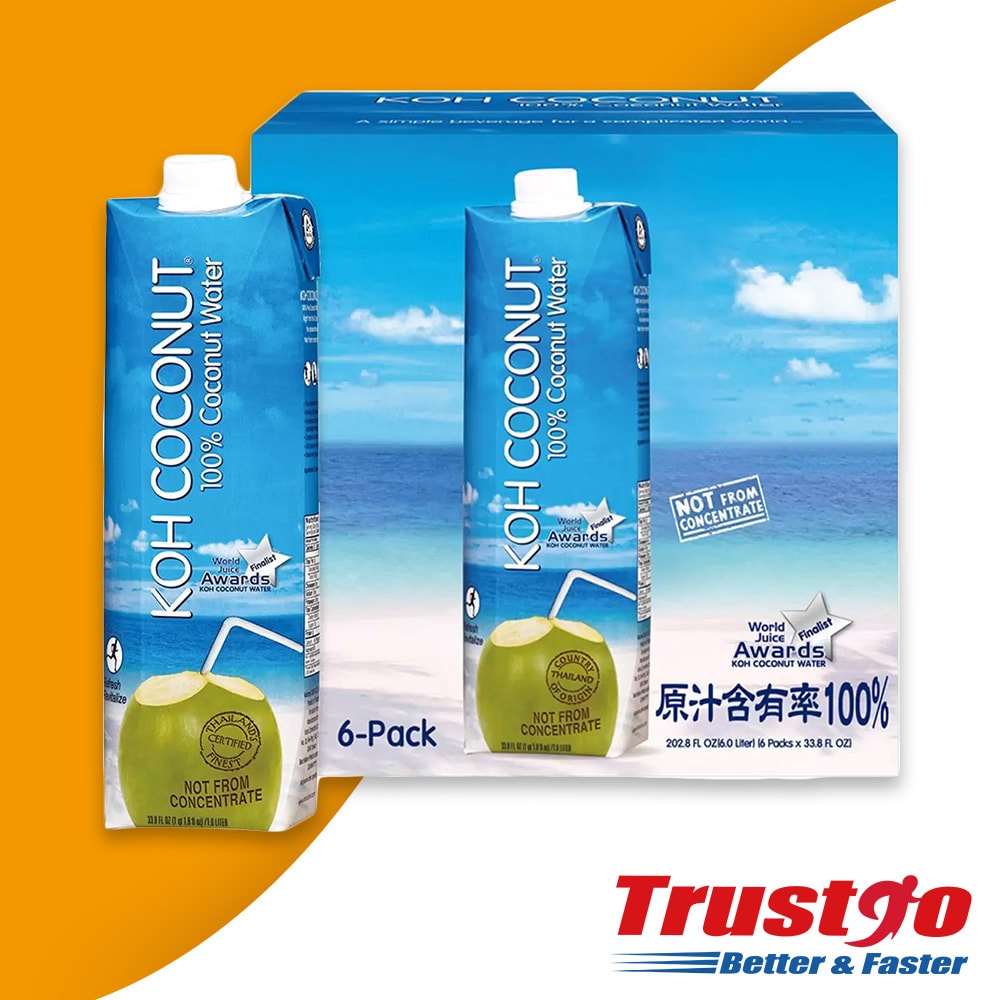 【KOH COCONUT 酷椰嶼】100%純椰子水2箱組-1000ml (6罐/箱)