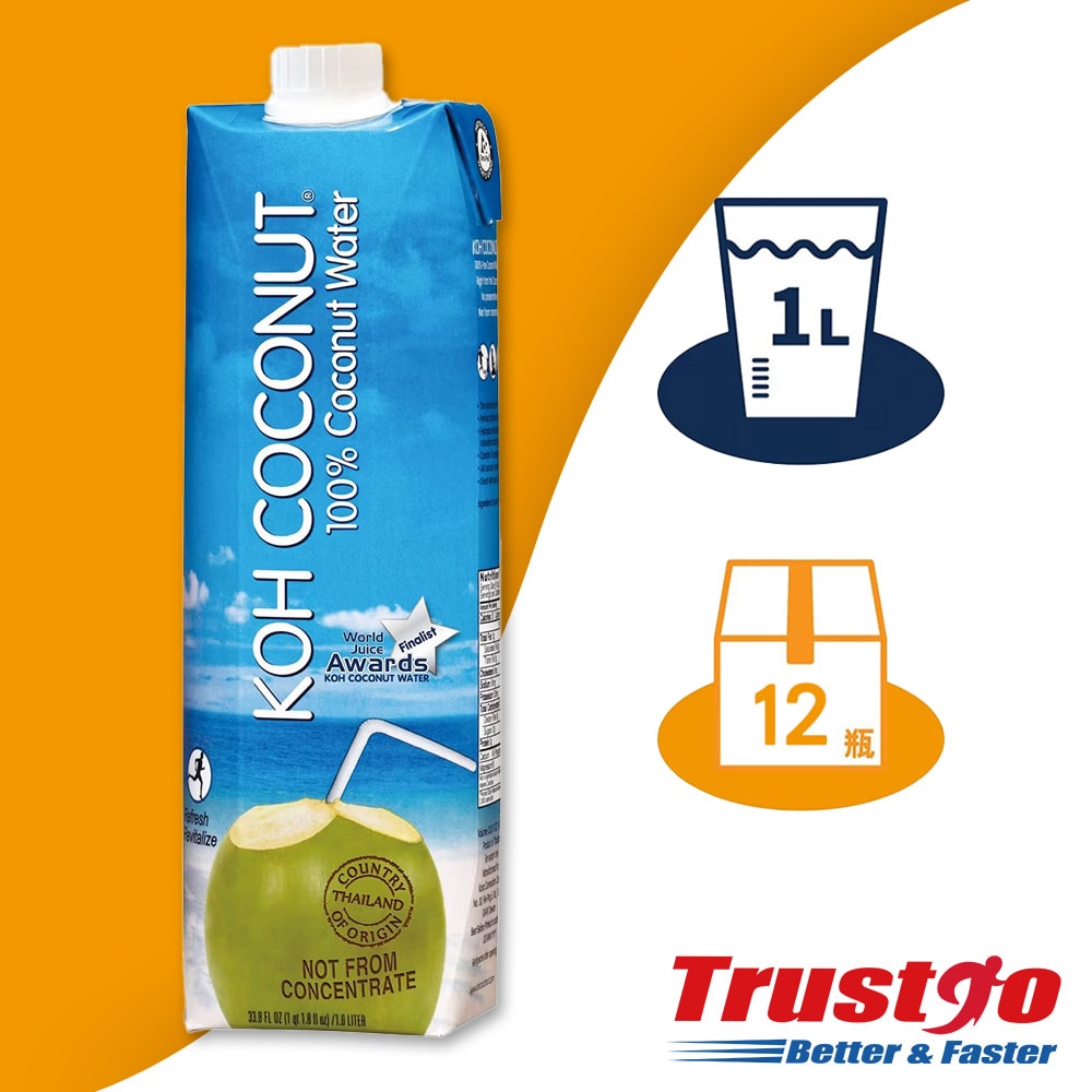 【KOH COCONUT 酷椰嶼】100%純椰子水2箱組-1000ml (6罐/箱)