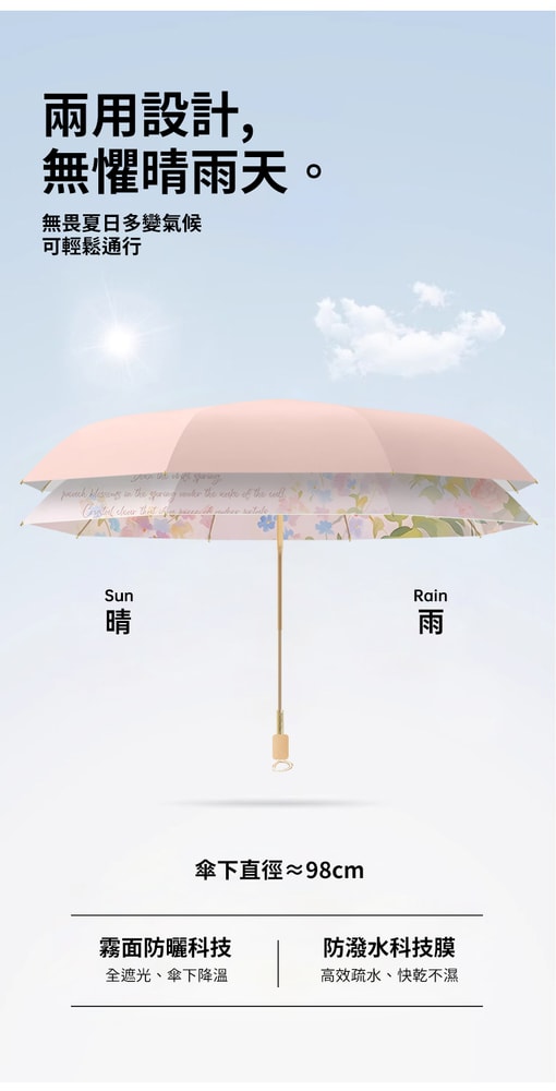 【Shabby Boy】玫瑰金8骨防風手動晴雨傘2入組