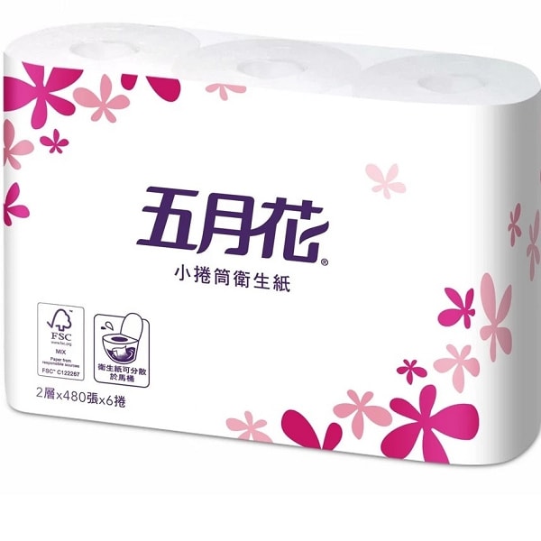 【五月花】小捲筒花紋衛生紙480張*6捲*16袋